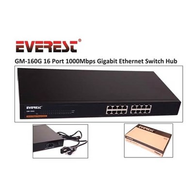 SwitchlerEVERESTEverest GM-160G 16 Port 1000Mbps Gigabit Ethernet Switch Hub